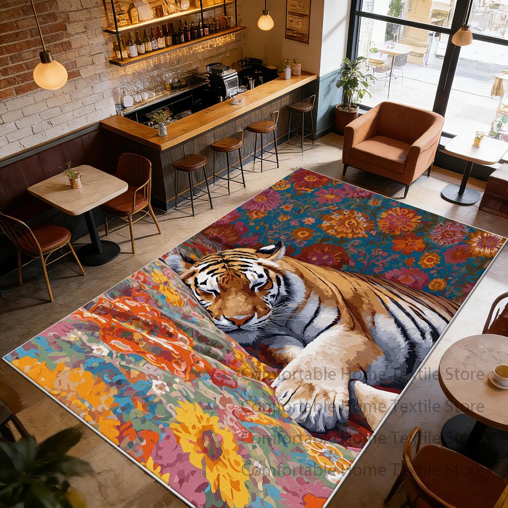 American Retro Tiger Style Coffee Tables Mat Decoration Living Room Washable Fluffy Rug Large Area Non-slip Short Velvet Carpet