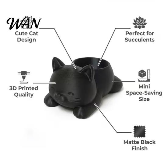 Mini Planter Pot 3D Printed Cat Lying Kitten Succulents Herb Plants Indoor Plant Flower Container for Outdoor Home Balcony Garden Decor Shaped