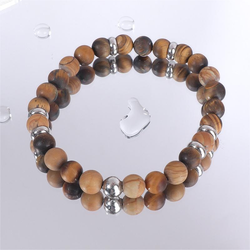 High-End Men's Tiger's Eye Stone Beaded Bracelet - European and American Fashion