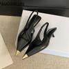 Fashion SUOJIALUN 2025 Spring New Brand Women Sandal Fashion Pointed Toe Shallow Slip On Ladies Slingback Shoes Thin High Heel Dress Pum