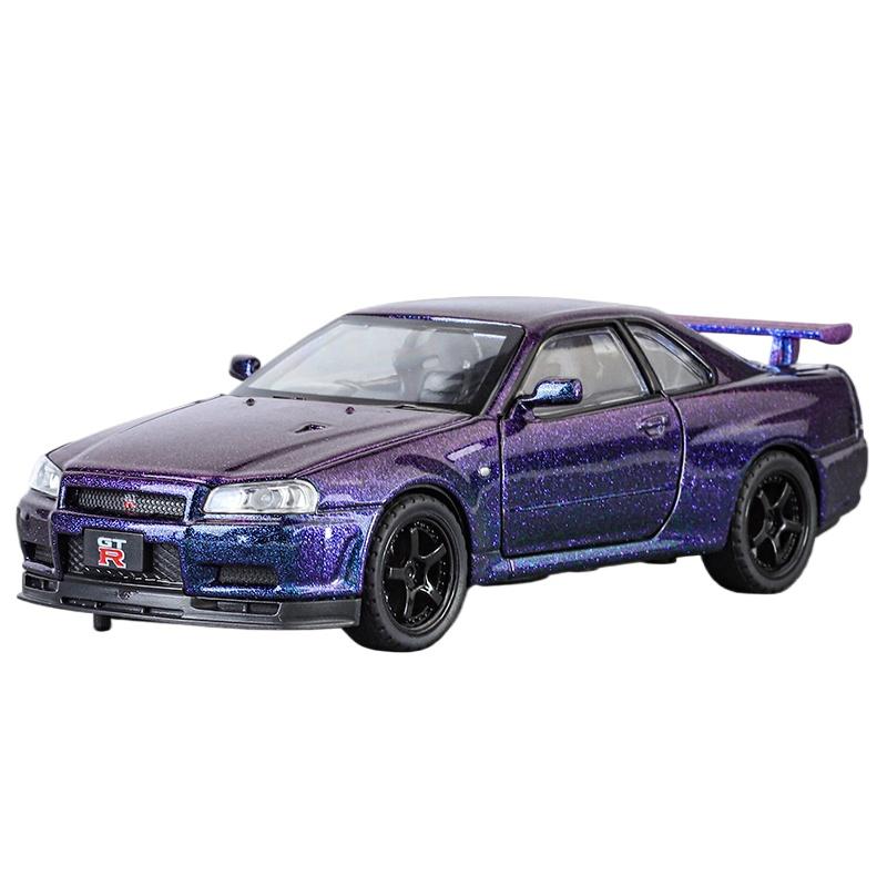 1/32 Nissan GTR R34 Skyline Supercar Alloy Metal Diecast Car Model Sound & Light Holiday Boyfriend Gift Collect Hobby Ornaments