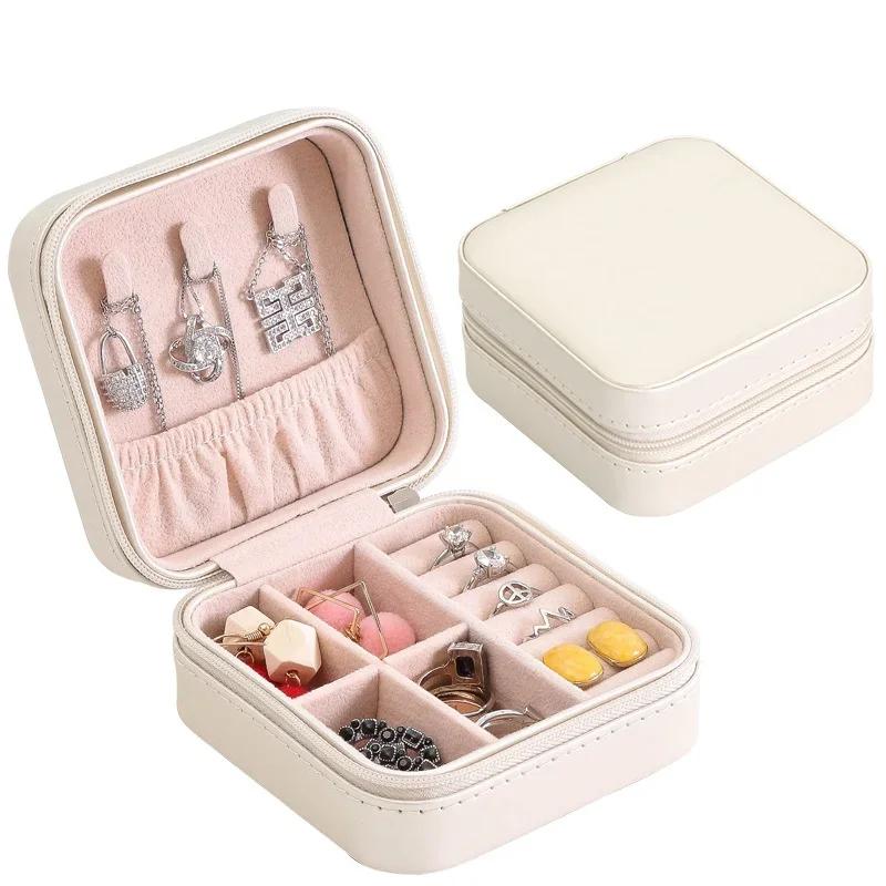 Portable Jewelry Box Travel Jewelry Storage Bag Bracelet Earrings Small Storage Box PU Single Layer Jewelry Earring Box