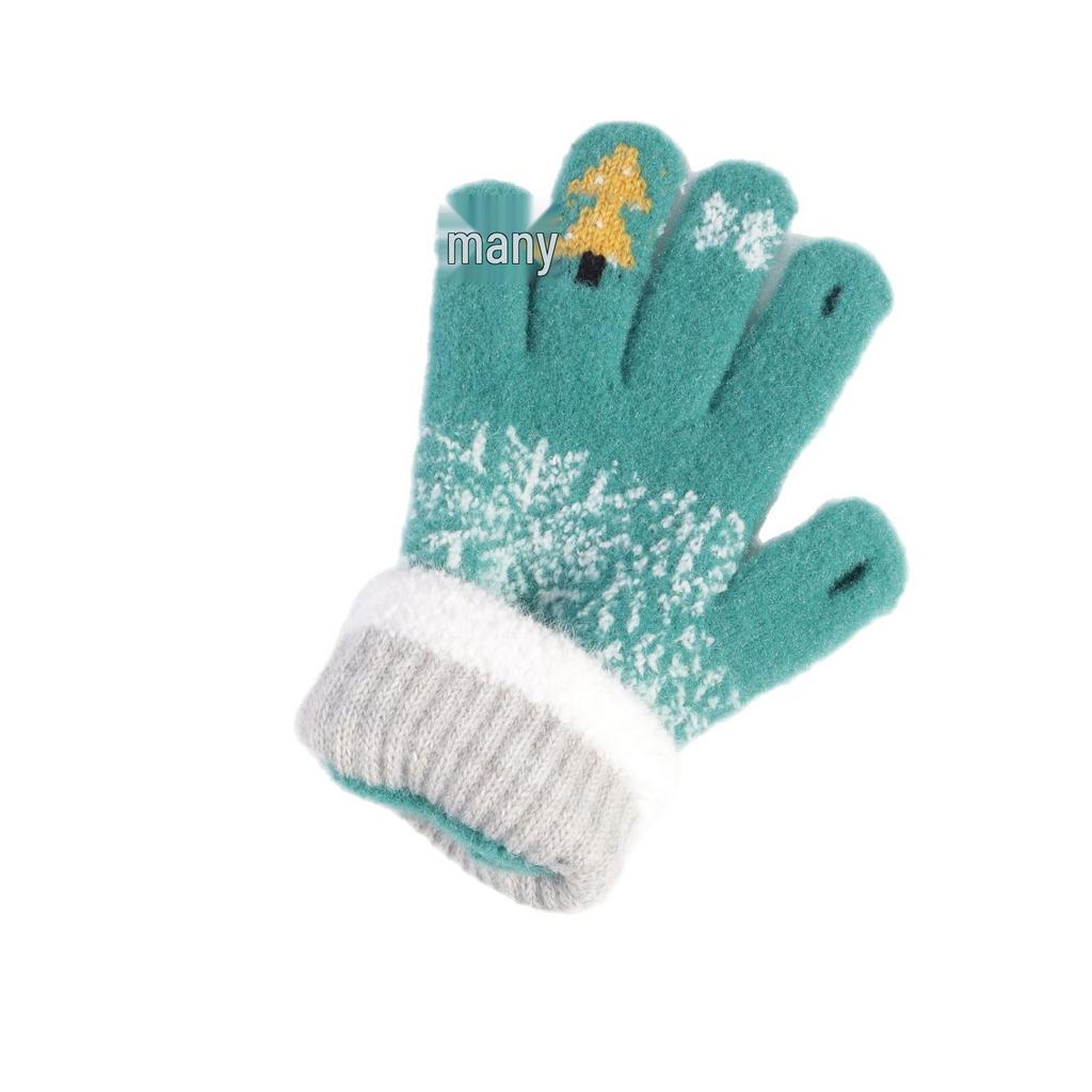 Women's Fingerless Woolen Touchscreen Gloves - Warm, Cute, Christmas Tree Design