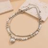Fashion Simple Double Layered Beaded Love Heart Pendant Necklace for Women Punk Style Unisex Clavicle Chains Necklaces Jewelry Accessories KTJ