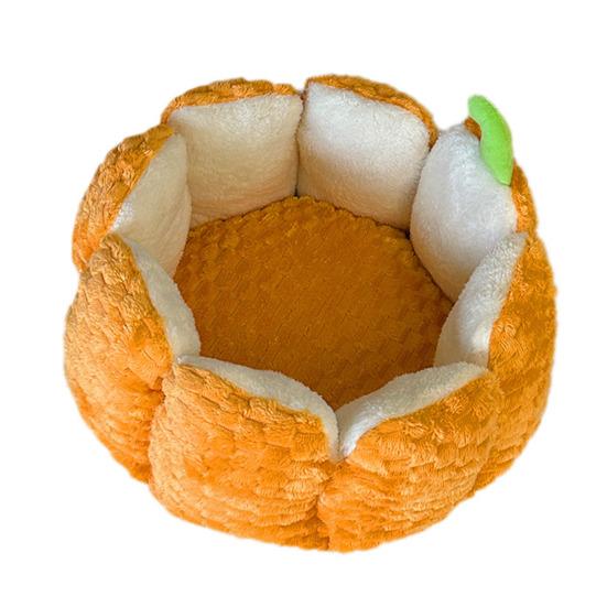 Pumpkin Cat Bed 16.5/19.7 In Soft Fleece Pet Mat Warm Dog