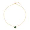 GEMCHIC Women's Four-Leaf Clover Enamel Stainless Steel Necklace with Gold Plating and Rhinestone Pendant