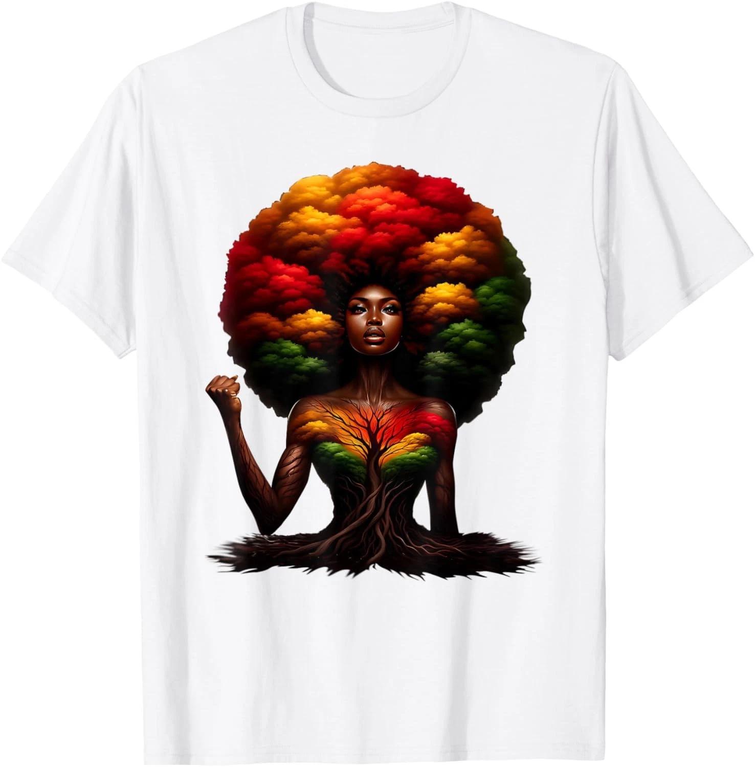 Afro Queen Black Woman African Roots Melanin Black History unisex T-Shirt M