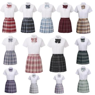 COSSA Schuluniform Cosplay Set mit kariertem Faltenrock und Perfekt für Vergnügungs-, Kultur- und Abschlussveranstaltungen keine Größe 3-teilig Kurzarmrock, Rock,
