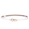 Pearl Embellished Genuine Leather Skinny Belt For Women With Silver Alloy Buckle For Dresses And Blouses