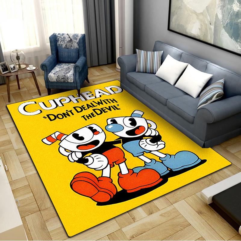 Cuphead Carpet Rug for Living Room Bedroom Home Sofa Decoration,Kids play Non-slip Floor Mat