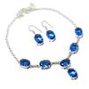 Tanzanite Quartz Oval Shape Gemstone Solitaire Jewelry Set Gift Necklace Earring