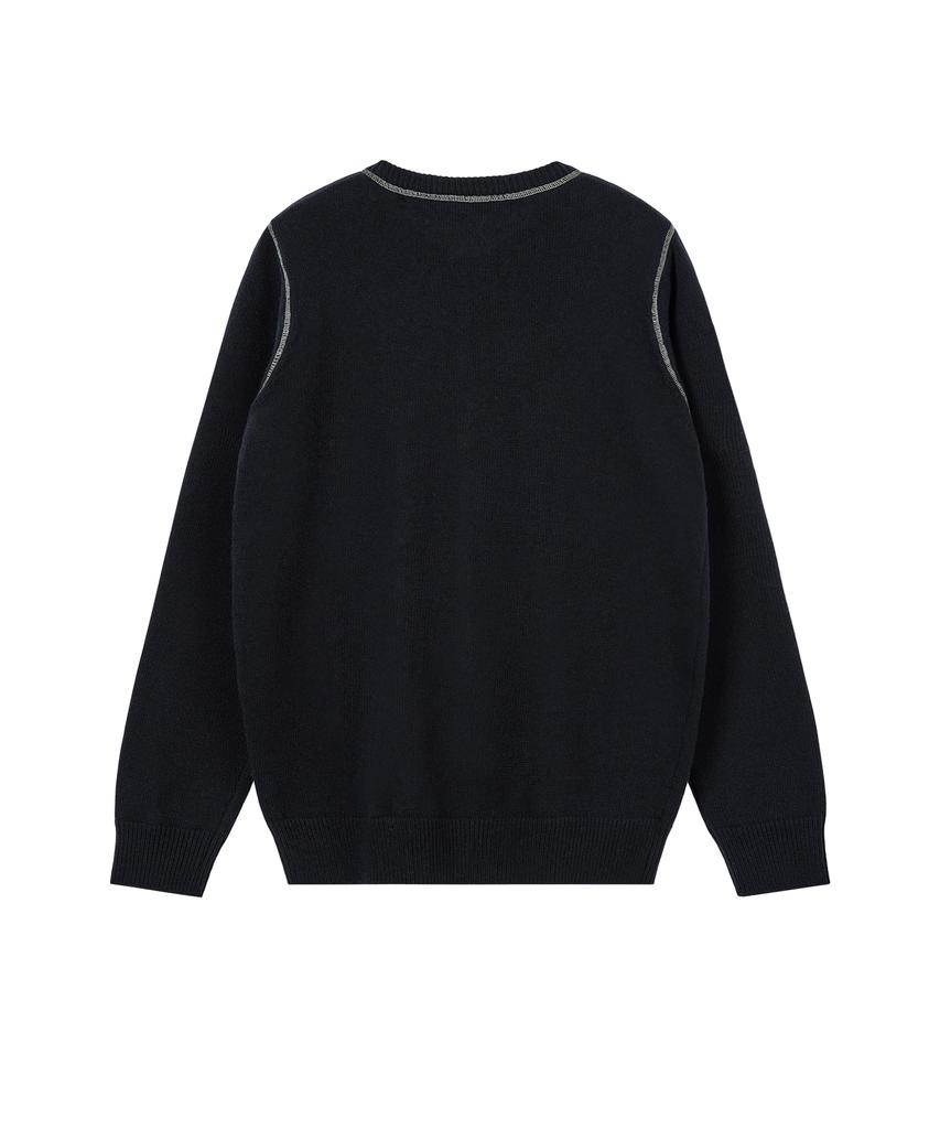 REST&RECREATION Stitch Wool Knit Cardigan - Navy