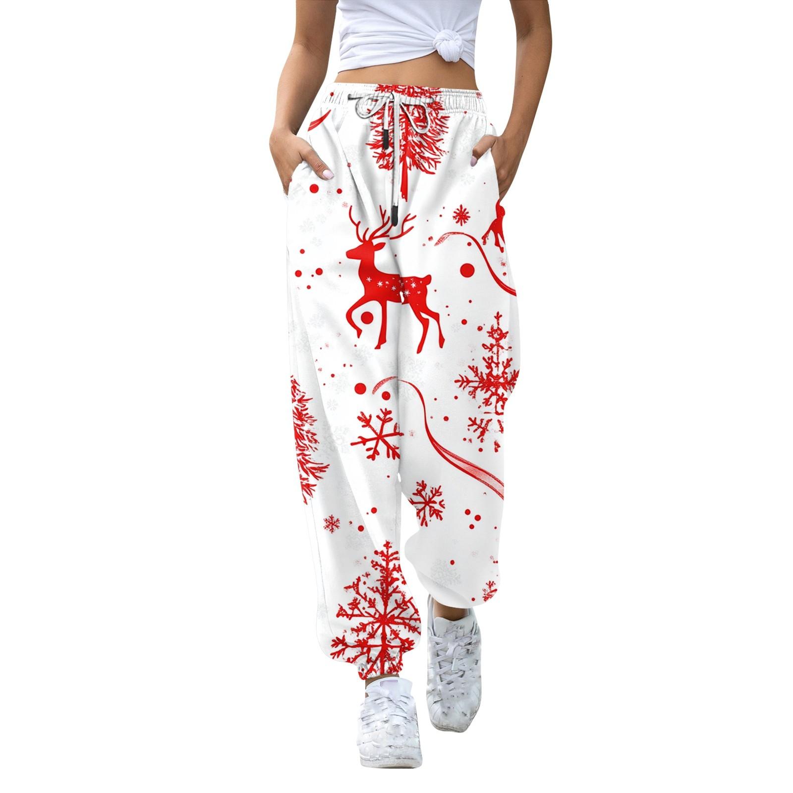 

Женские повседневные модные рождественские принтованные повседневные брюки спортивные брюки длинные брюки брюки с эластичной резинкой на талии XXXL