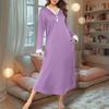 Women's Nightgown Long Housecoat V Neck Pajama Dress With Pockets