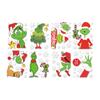 Green Christmas Character Electrostatic Stickers, Decorative Glass Window Stickers, Window Display Atmosphere Stickers