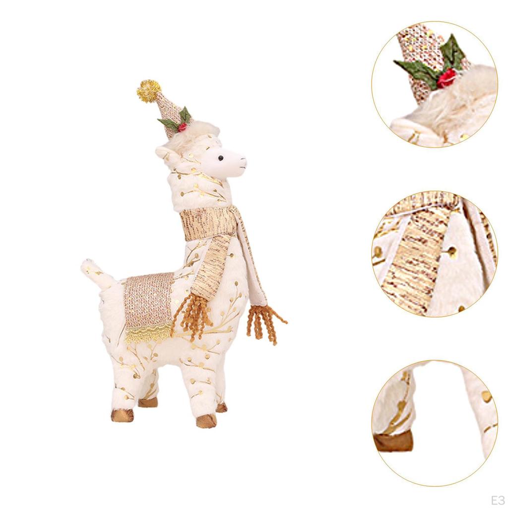 Alpaca Figurine Ornament Doll Christmas Standing for Office Holiday