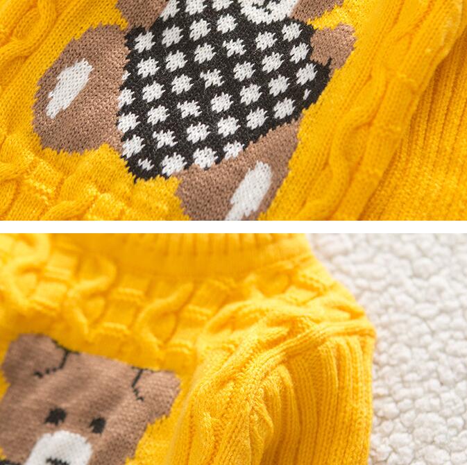 Herbst Winter Kinder Pullover Cartoon Bär Baby Jungen Mädchen Rundhals Strickpullover Tops