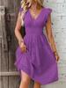 European and American summer new lotus leaf sleeves elegant and thin V-neck women's clothing fashionable large-size hollow dress children