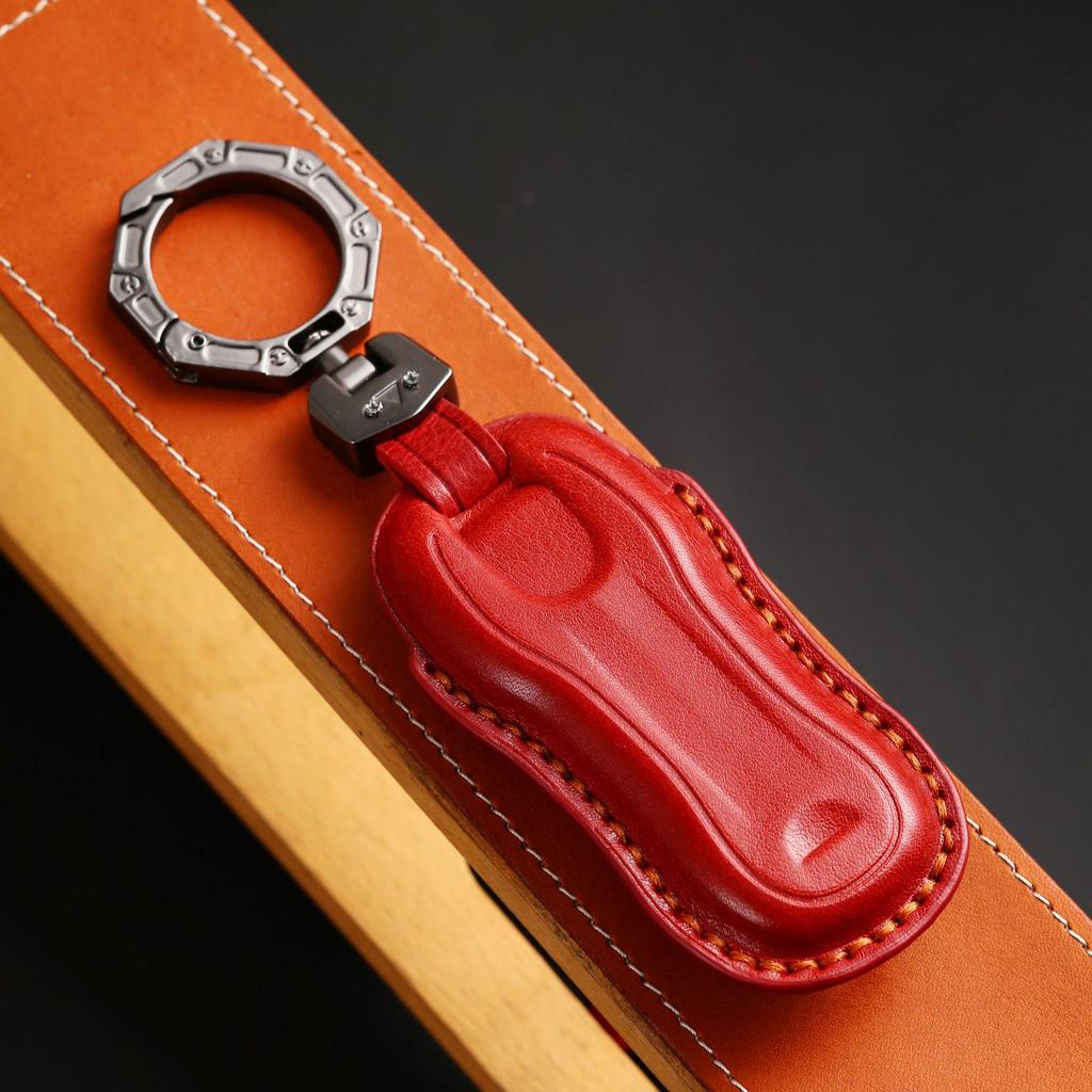 Porsche Handgefertigtes Pflanzlich Gegerbtes Rindsleder 3D Leder Schlüsselanhänger