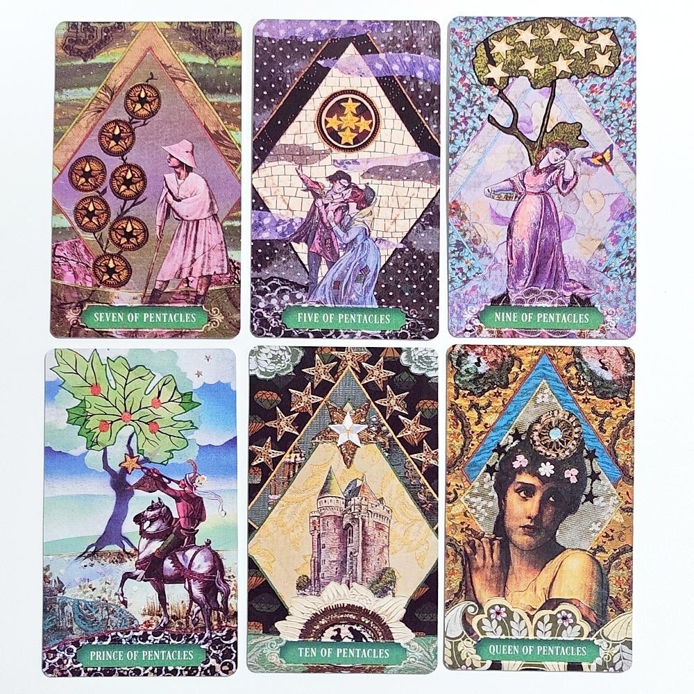 Pachetul de Tarot The Zerner-Farber cu Dublă Gravură, 78 de Cărți de Tarot cu Artă Colaj, Instrument Spiritual de Divinație în Cutie Rigidă 10.5*6cm