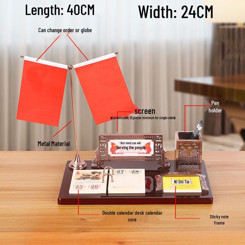 2026 Premium Wooden Desk Calendar & Pen Holder – Elegant Corporate Gift 44X24