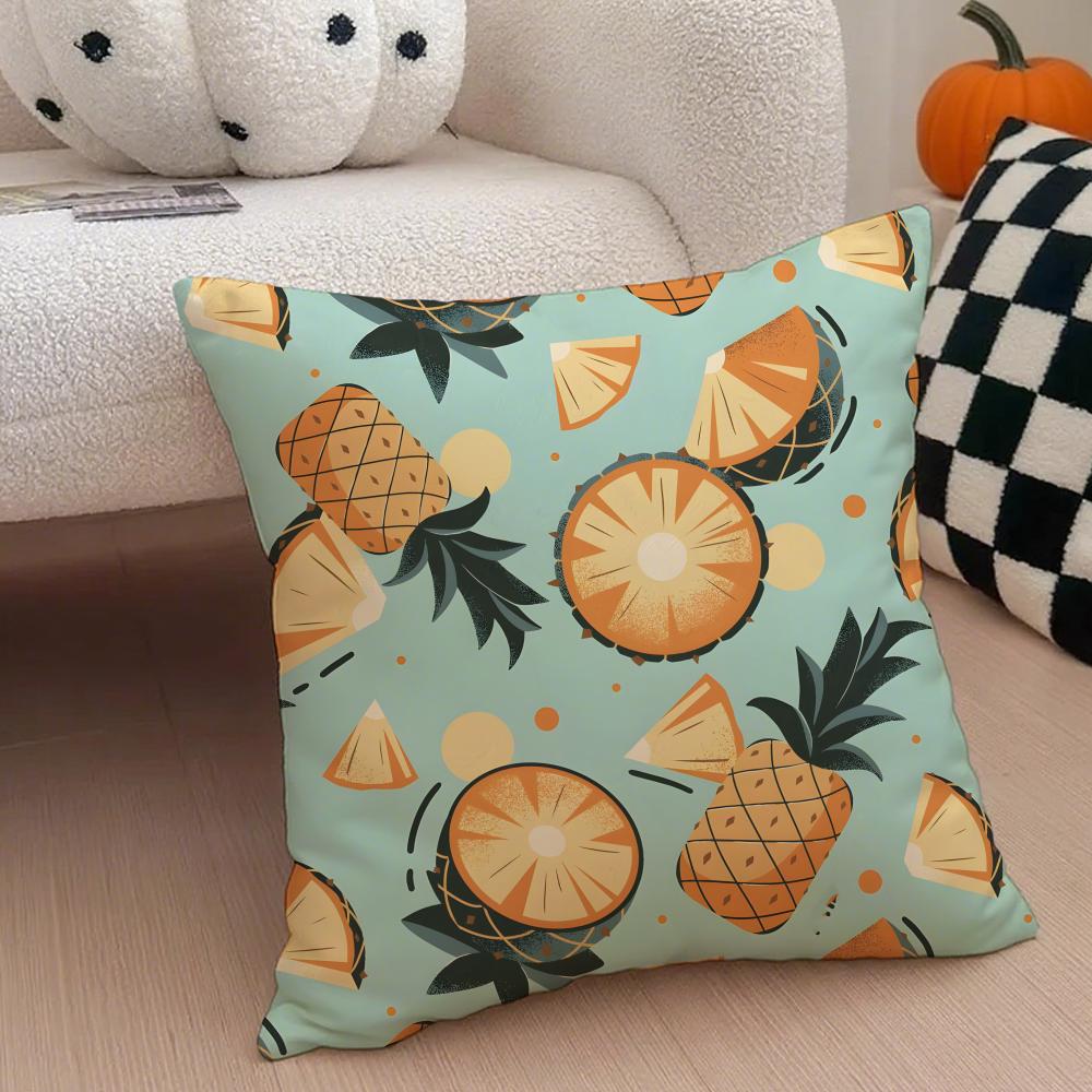 Handdrawn pineapple Cushion Cover Throw Pillow Cover Hidden Button Durable Polyester Chair Cushion