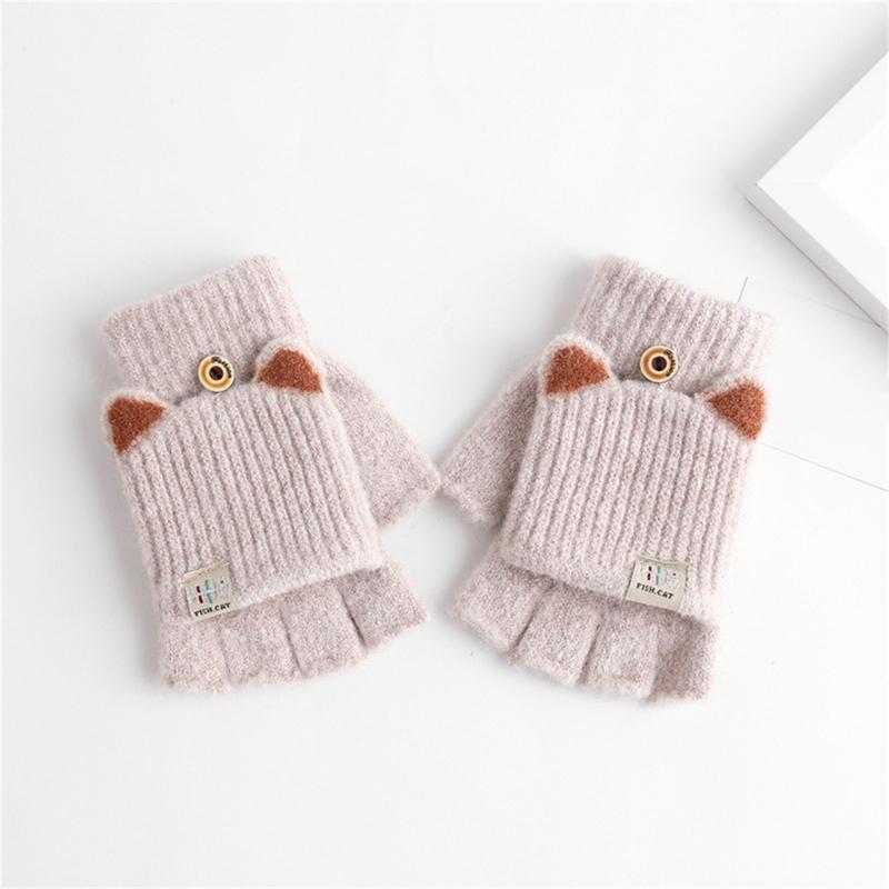 2pack Flexible Finger Movement Gloves Cold Weather Knitted Gloves Child Gloves for Daily Use