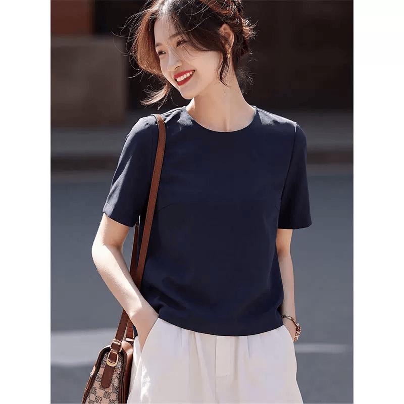 Basic House Women s Ice Silk Short Sleeve T-Shirt S