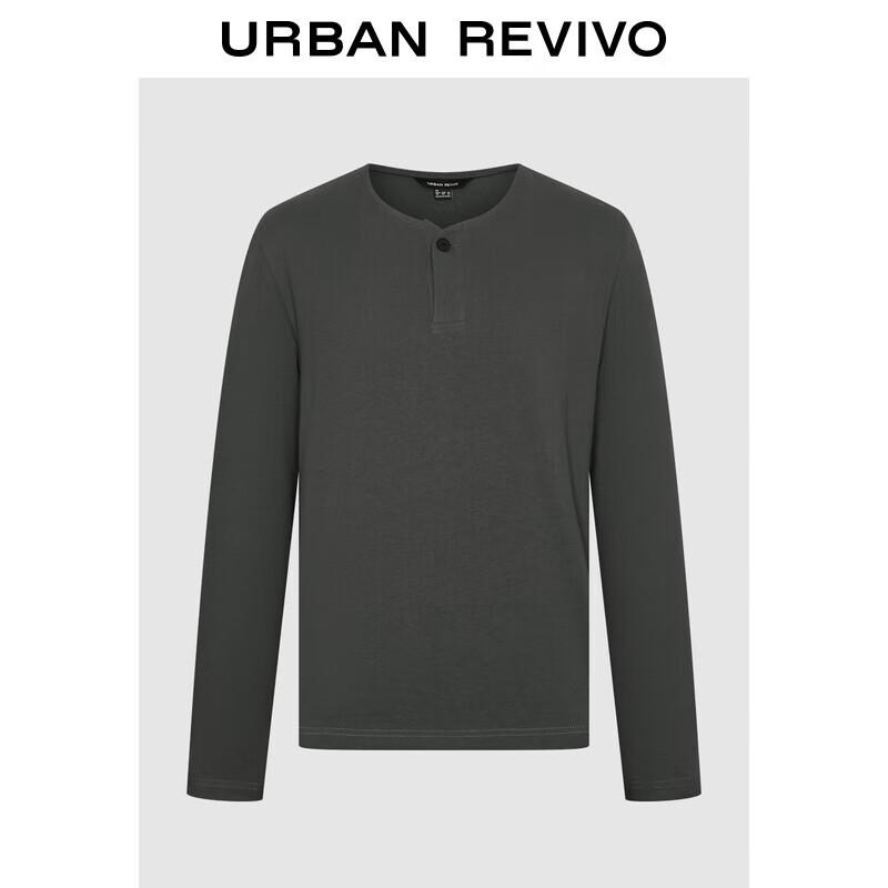 

UR 2025 Men s Simple Casual Dark Grey Long-Sleeve T-Shirt XS