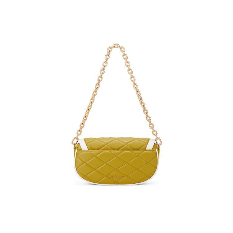 Charles & Keith Quilted Chain Wide Shoulder Strap PU Underarm Shoulder Bag Women shoulder bag White CK2-20271032