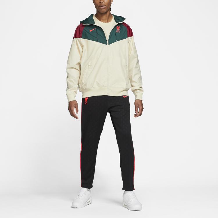 Nike Liverpool FC Graphic Patchwork Print Loose Soccer Zip Hoodie Jacket Men Outerwear Beige DB2956-238
