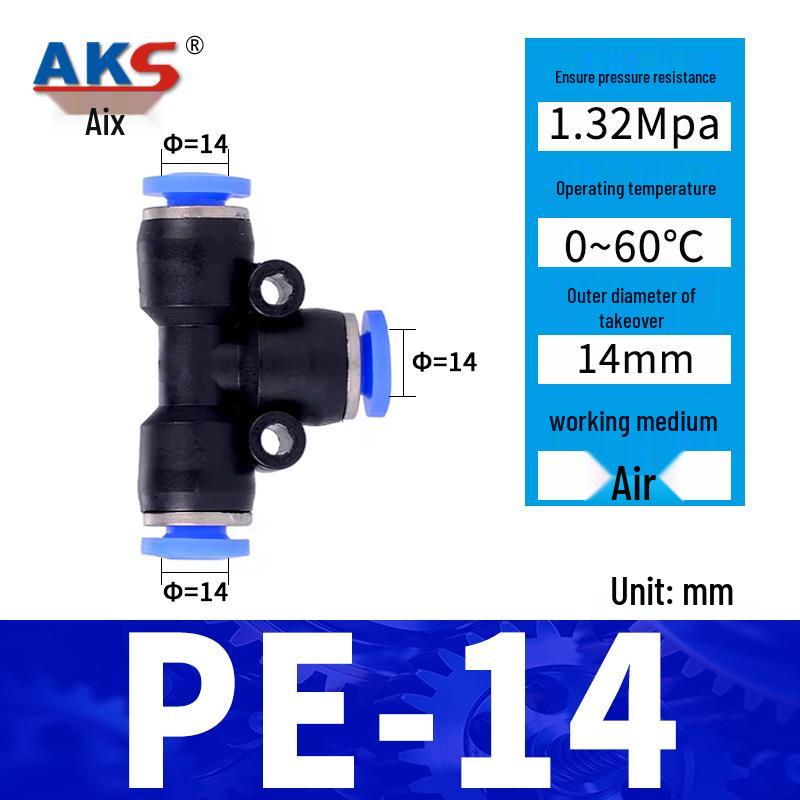 Pneumatic Nylon Air Hose Quick Connect Fittings: PU Straight, PY 5-Way, Cross 4-Way, PZA 3-Way, PE Connector with White/Blue Cap
