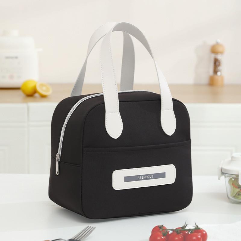 Letter Print Beenlove Solid Color Lunch Insulated Bag Portable Hand Held Bags