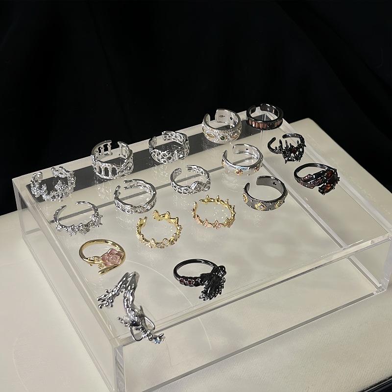 Caibao Medieval Ring Women'S Niche High-End Light Luxury Retro Open Ring Set Jewelry