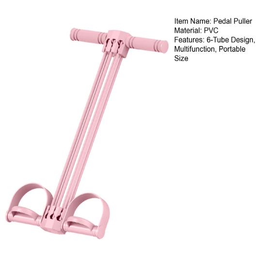 Pedal Resistance Band with Handle 6-Tube Pedal Ankle Puller Elastic Sit-up Pull Rope Men Women Yoga Pedal Workout Band Exercise Equipment