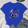 (Premium T-shirt)Hot Sales Flowers Butterfly T Shirts Women Summer Cool Short Sleeves Personality Harajuku T-Shirt