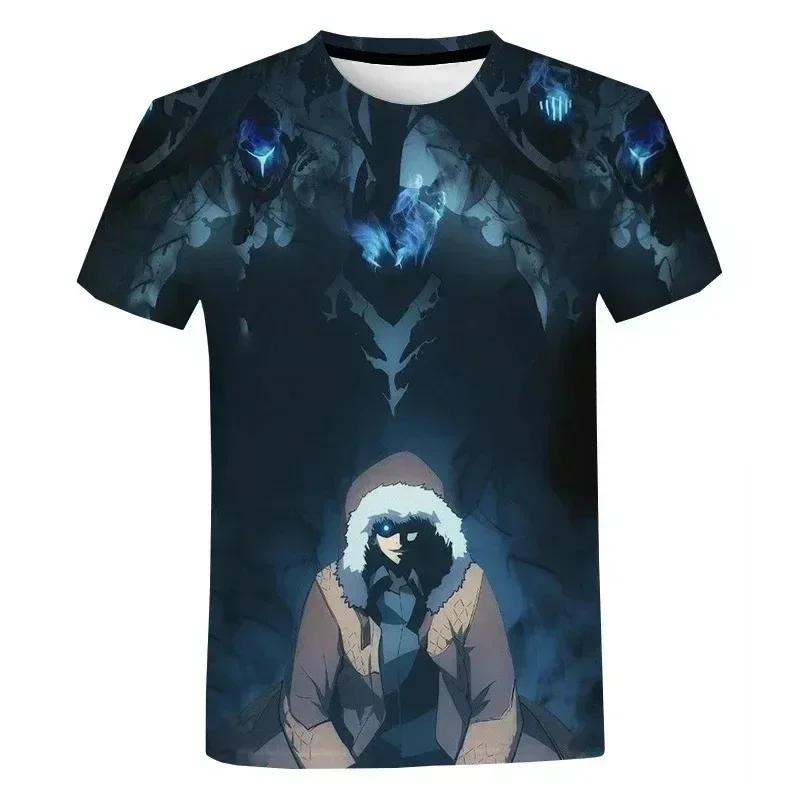 Korea Solo Leveling Anime Komiksy 3D Tisk role hobby oblečení Tričko s krátkým rukávem Nadměrný top Rychleschnoucí tričko fanoušci animace