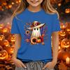 Kids Halloween Printed Short Sleeve T-Shirt Loose Fit Round Neck Casual Tee