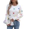 European and American autumn and winter sweater women's clothing, colored love jacquard crew neck pullover women's clothing