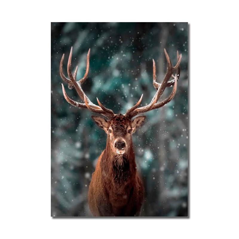 

Плакат на скандинавскую тему, природный пейзаж, холст, картина, настенное искусство, горное озеро, принт с оленем, декоративные картины для гостиной, домашний декор 30x40cm No Frame