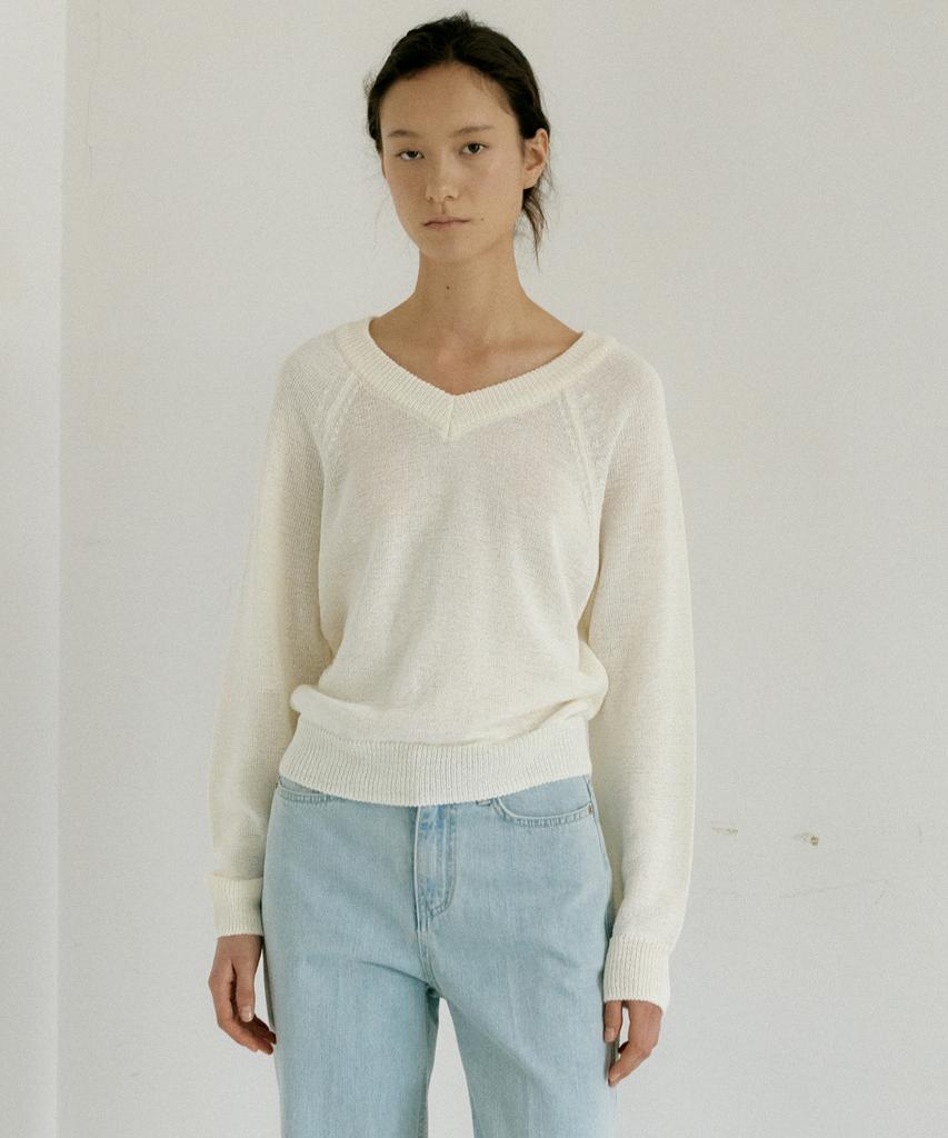 OCTETTE Paper Deep V-Neck Knit_2Color