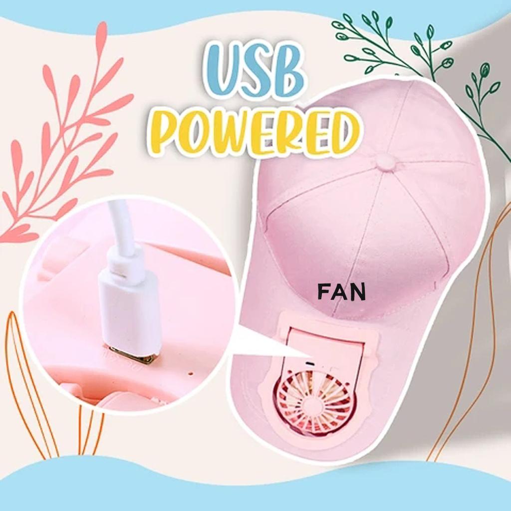 Portable Mini USB Rechargeable Fan Hat Outdoor Sun Protection Adjustable Cap with Detachable Fan for Hands-Free Cooling