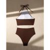 Sexy Halter Pleate Bikini Set 2026 Women Coffee Push Up Crop Top with High Waist Swimsuit Summer Holiday Bathing Suit Swimwear