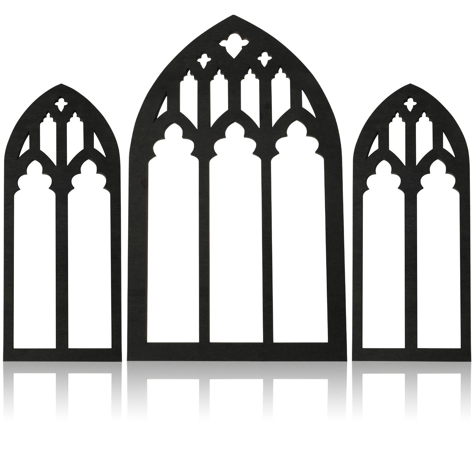 

3Pcs Wall Decor Mirrors Arched Gothic Cathedral Mirrors Home Ornaments Decor Wall Mirror for Bedroom Living Room Window Decor