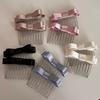 Satin Bow Hair Comb Set With Non Slip Teeth Multi Color Options For Daily Party Wedding Hair Styling