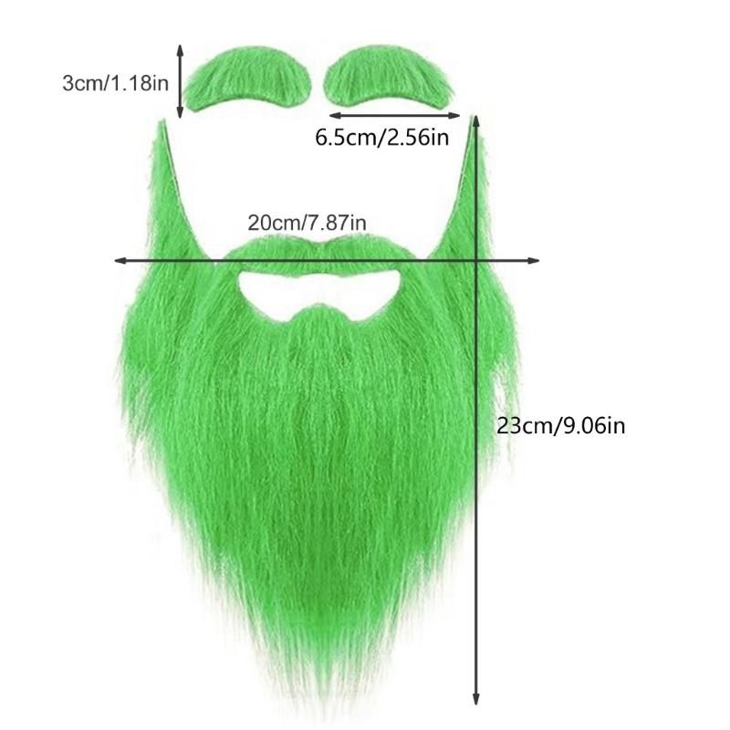Artificial Beards Mustaches and Eyebrows Set Irish Makeup Up Party Costume Accessories for Halloween Christmas Cosplay