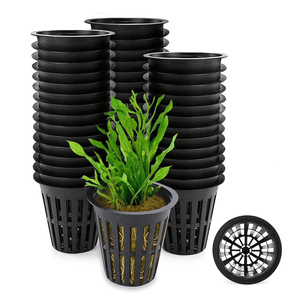25-100x Hydroponic Pot Net Cups Garden Soilless Cultivation Slotted Mesh Net Cup Plastic Plant Rooter Grown Baskets Nursery Pots