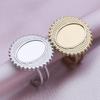 Fashion DIY Drip Oil Rhinestone Round Oval Water Droplets Blank Settings Open Adjustable Stainless Steel Ring For Women Men Gift