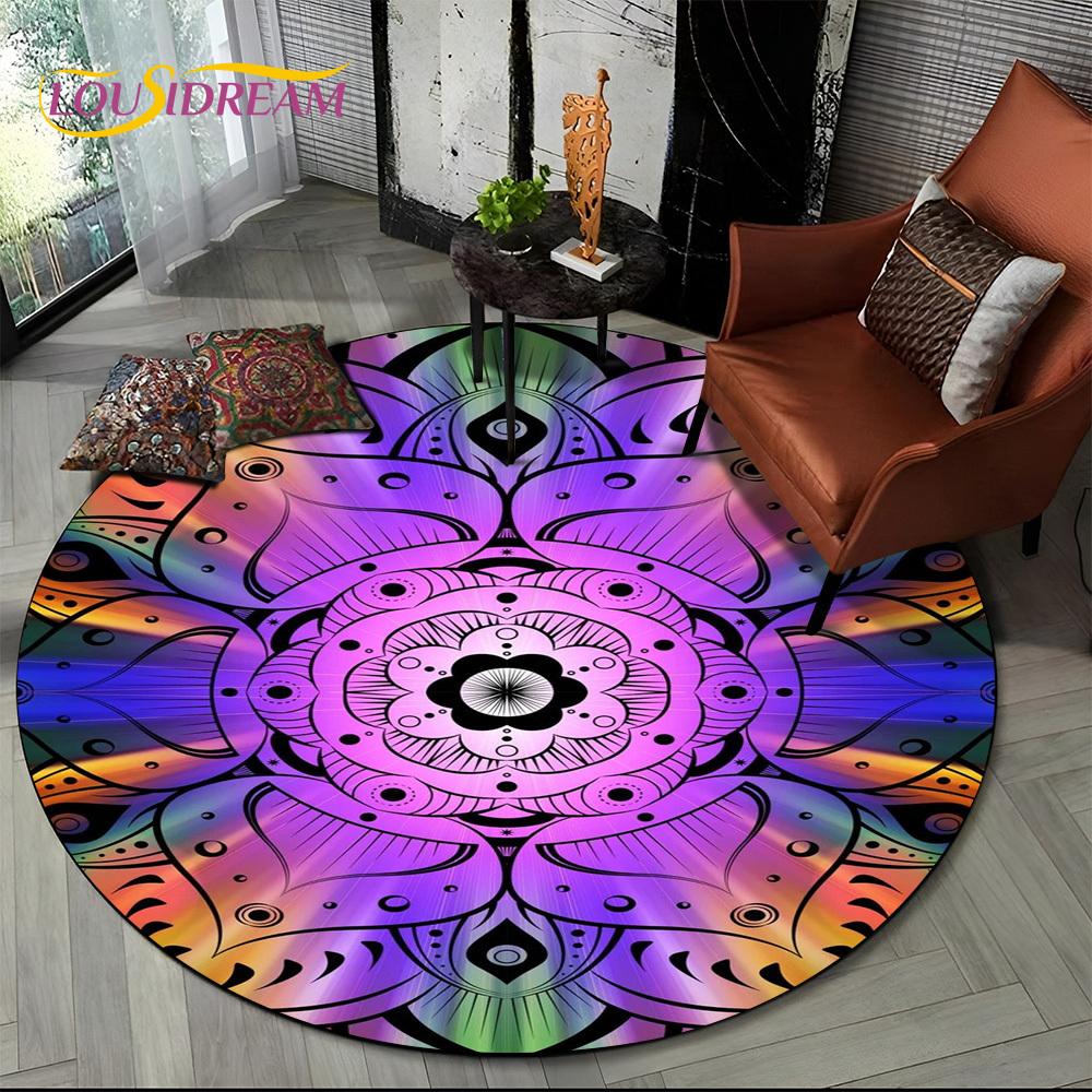 3D Meditation Mandala Bohemia nature Spirit Yoga Round Carpet Rug for Living Room Bedroom Child Decor,Pet Area Rug Non-slip Mat