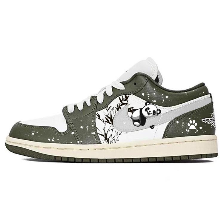 

Jordan Air Jordan 1 Bamboo Grove Panda Slip Resistant Abrasion Resistant Low top Vintage Basketball Shoes Unisex DC0774-122(Team181-) 35.5